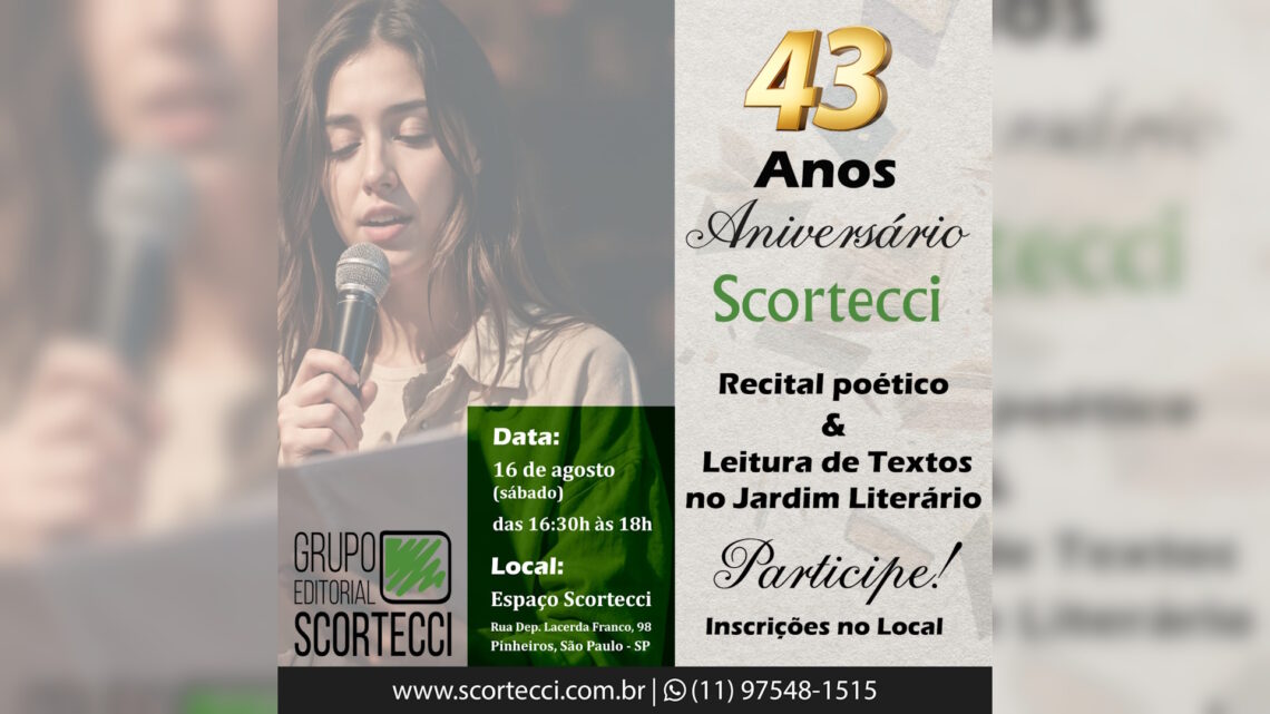 Scortecci Editora Celebra 43 Anos de Contribuição ao Mercado Editorial Brasileiro com Evento Especial